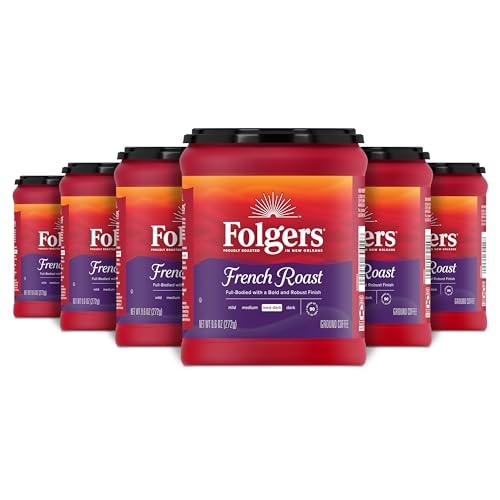 Folgers French Roast Medium Dark Roast Ground Coffee, 9.6 Ounces (Pack Of 6)