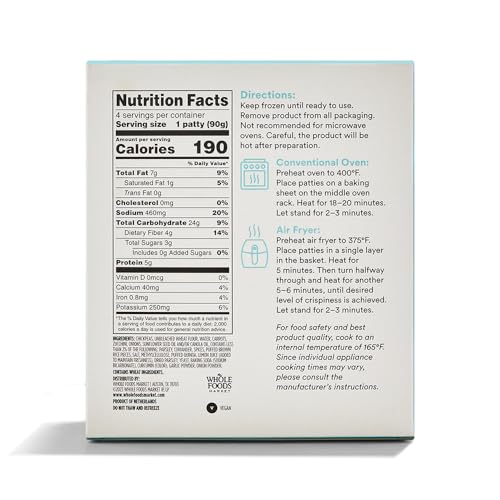365 By Whole Foods Market, Frozen Falafel Burgers, 12.6 Ounce