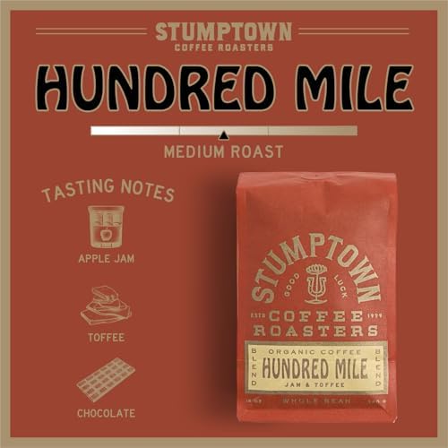 Stumptown Coffee Roasters Medium Roast Whole Bean Coffee | Organic | Hundred Mile | Jam and Toffee Notes | 24 Ounces