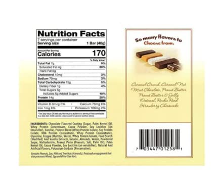 Nutmeg State Nutrition - High Protein Bars, Gluten Free, Low Calorie, Ideal Protein Compatible, 7 Servings Per Box (Rockie-Road)