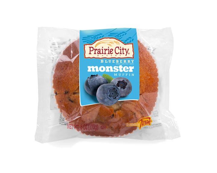 Prairie City Bakery Down Home Individually Wrapped Monster Muffins 6 Ounce Pack Of 12 (Blueberry, Pack Of 12)