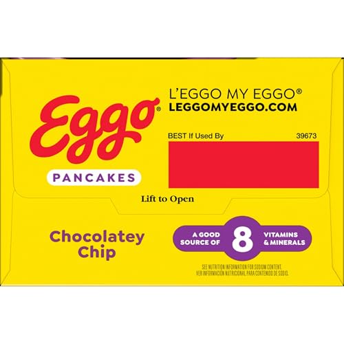 Eggo Frozen Pancakes, Frozen Breakfast, Breakfast Food, Chocolatey Chip, 14.8oz Box (12 Pancakes)