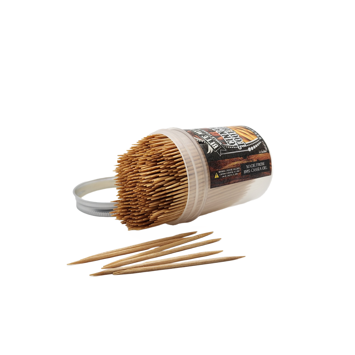 450 Qty BiteMyWood Unflavored Double Point Birchwood Toothpicks DP1 in Reusable Plastic Jar - USA Made