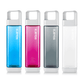 Clean Bottle Square Water Bottle 25oz, BPA-Free Plastic, Clear, Model PSQ-INF-CLEAR, Leak Proof with Carabiner Lid