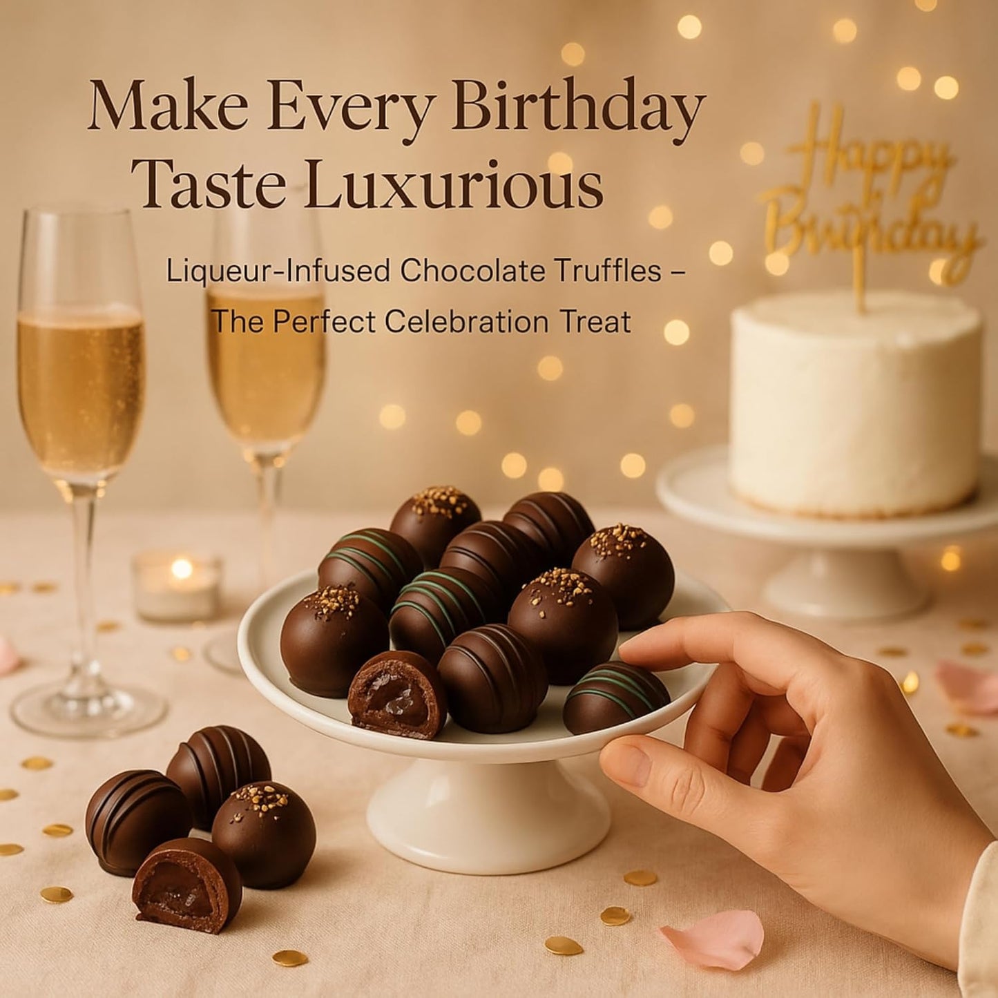 Andy Anand Gluten Free Belgian Dark Chocolate Truffles – Champagne, Rum, Amaretto & Black Forest, 16 Pc Gift Box, 8 Oz