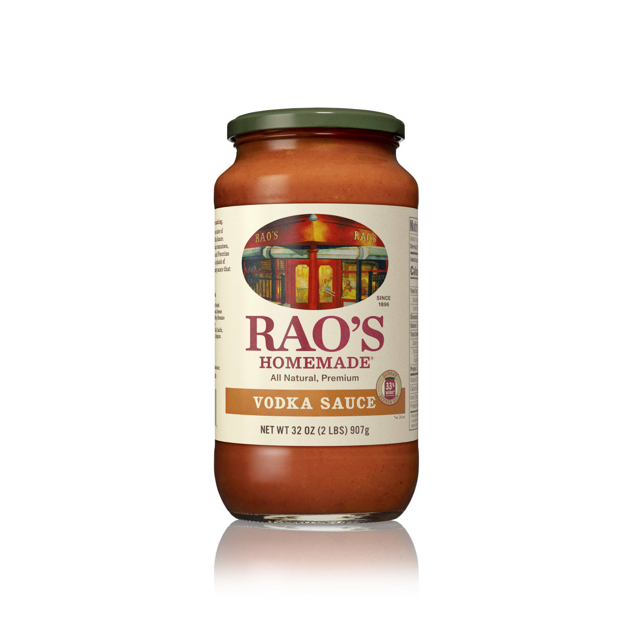 Raos Homemade Vodka Sauce, Creamy Tomato Pasta Sauce, All Natural, 32 oz, Keto Friendly, with Parmigiano Reggiano & Pecorino Romano