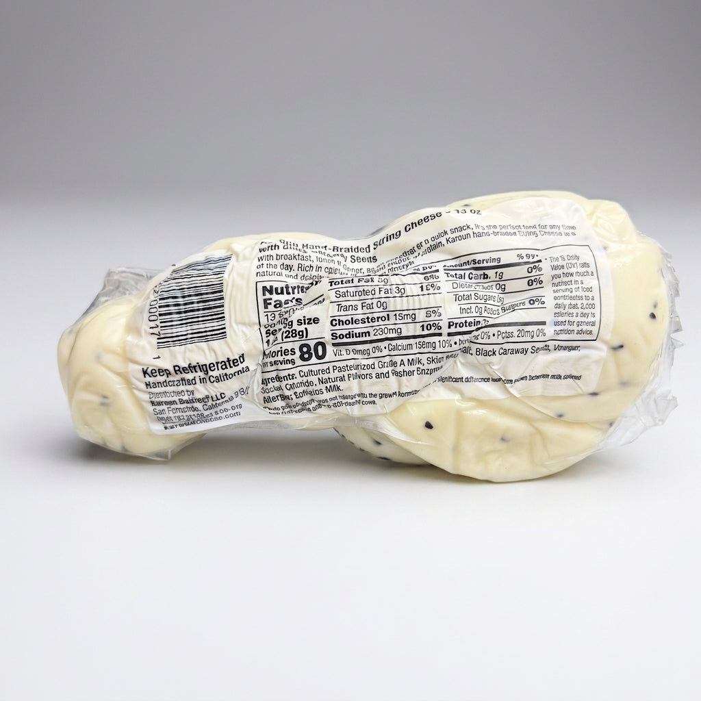 Hand Braided String Cheese with Caraway Seeds 13 oz - Halal Part Skim