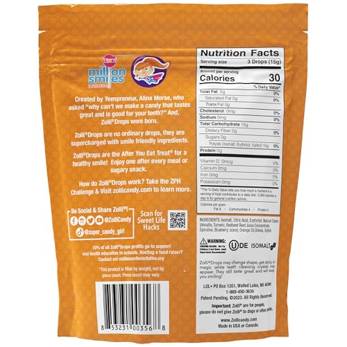Zolli Drops Fruit Vegan 3oz - Delectable Assorted Fruit Flavors, Dental-Friendly with Xylitol and Vegan Treats for Guilt-Free Sn