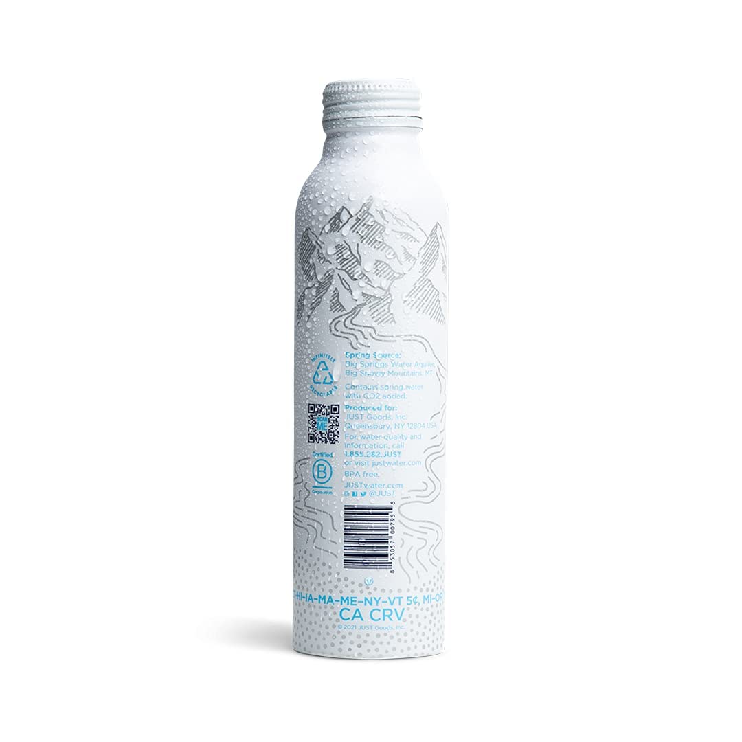 Just Bubbles - Pure Premium Sparkling Spring Water In A Fully Recyclable Reusable Eco-Friendly Bottle - 100% Mountain-Sourced Ca