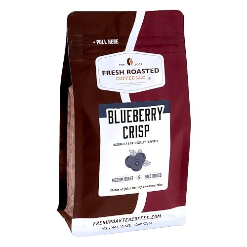 Fresh Roasted Coffee, Blueberry Crisp Flavored Coffee, 12 Oz, Medium Roast, Kosher, Ground