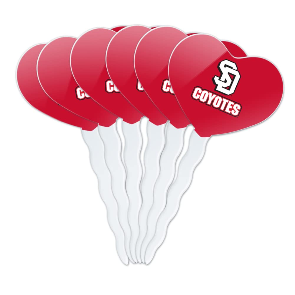 GRAPHICS & MORE Cupcake Picks Set of 6 - Acrylic Heart Decorations for South Dakota State University, One Size