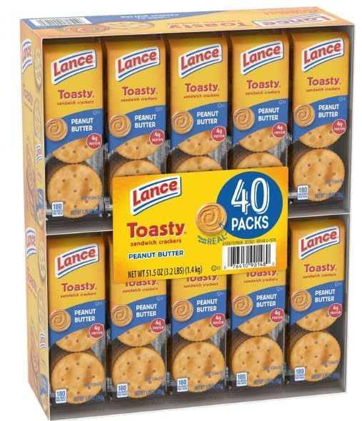 Lance Toasty Peanut Butter Sandwich Crackers, 40 Pack (Packing May Very)