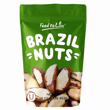 Food to Live - Raw Brazil Nuts, 1 Pound Non-GMO Verified, Raw, Whole, No Shell, Unsalted, Kosher, Vegan, Keto and Paleo Friendly