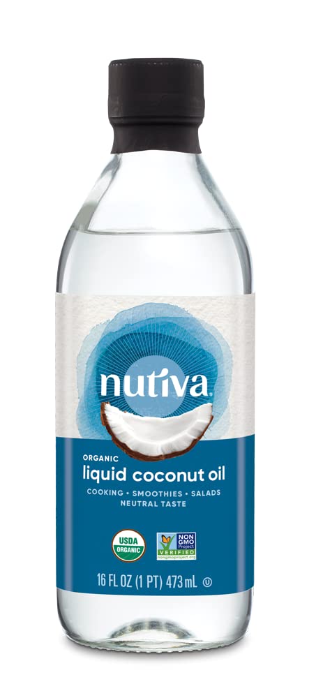 Nutiva Organic Liquid Fractionated Coconut Oil, 16 Oz, USDA Organic, Non-GMO, Non-BPA, Vegan, Keto, Paleo, Use for Cooking or Moisturizer for Skin, Massage and Hair
