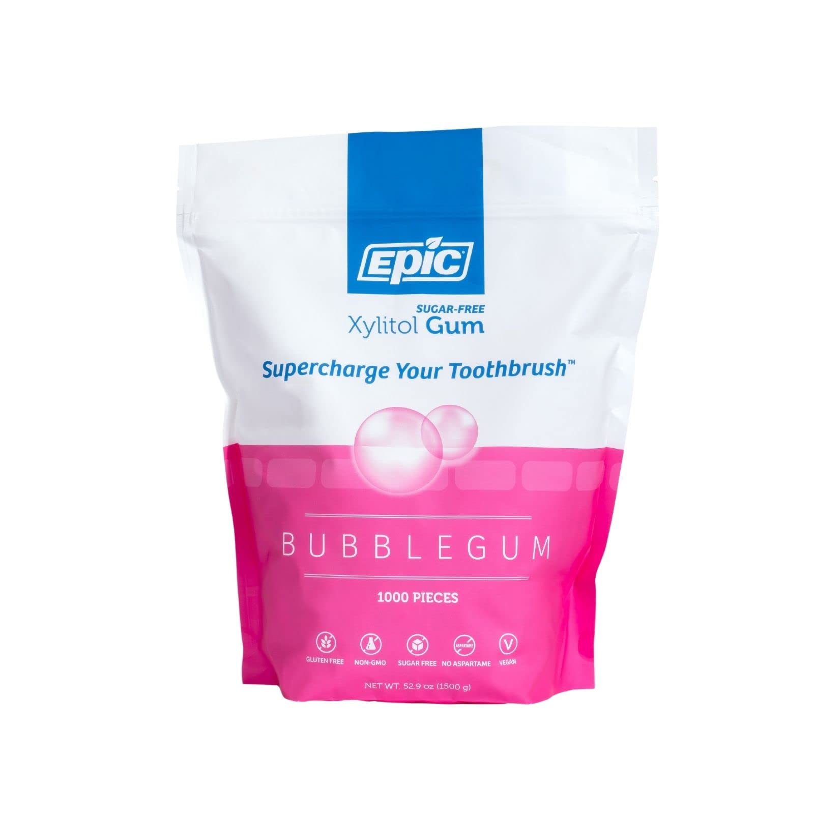 Epic Xylitol Chewing Gum - Sugar Free, Aspartame Free, 1000 Count, Bubblegum Flavor