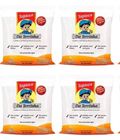 Tapioca Da Terrinha Hidratada - Hydrated Tapioca - 17.64 Oz (PACK OF 4) | 500g by BRCOFFEE