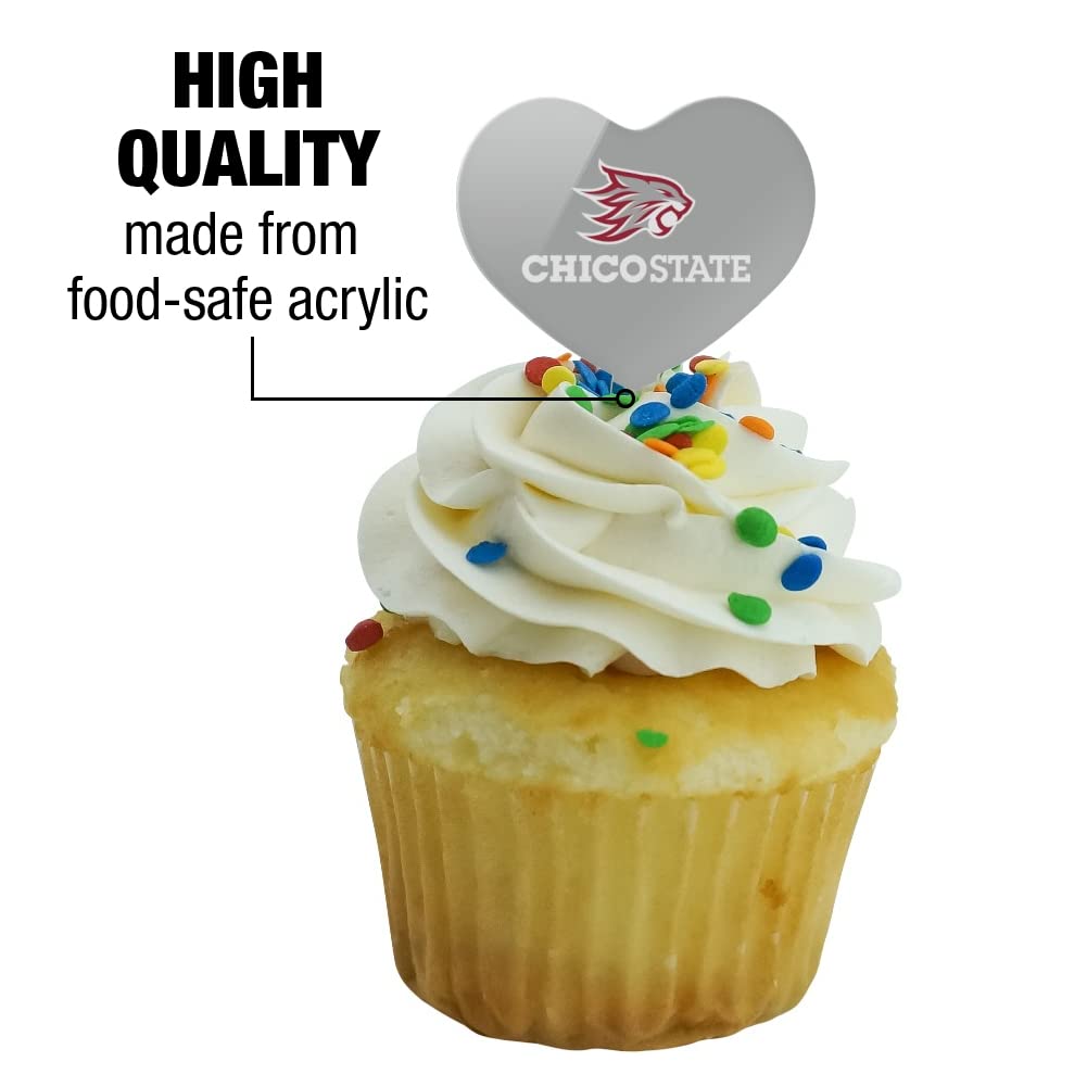 GRAPHICS & MORE Acrylic Cupcake Picks Set of 6 - California State University Chico Heart Decoration Toppers
