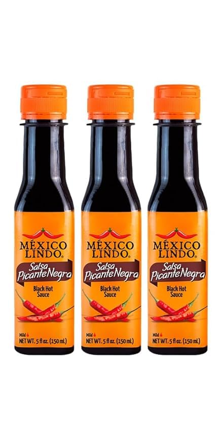 Mexico Lindo Picante Negra Hot Sauce Display, 5 fl oz, Pack of 3