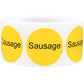 Yellow Sausage Deli Labels 1 Inch Round Circle Dot 500 Total Adhesive Stickers