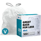 Plasticplace Simplehuman (X) Code V Compatible (100 Count) Drawstring Garbage Liners 4.2-4.8 Gallon / 16-18 Liter 14.75'' X 28''