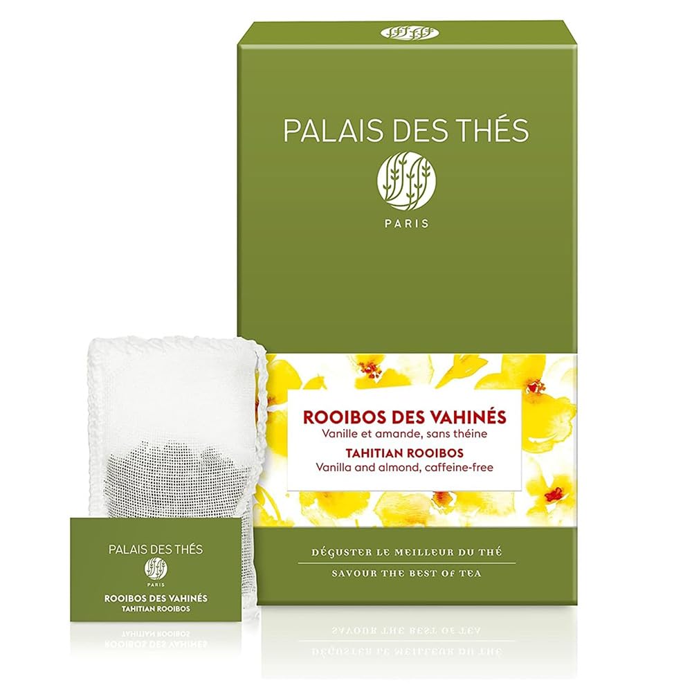 Palais Des Th?S - Rooibos Des Vahin?S - Top-Grade Gourmet Vanilla And Almond Flavored Energy Blend-Free Rooibos Tea - 20 Count Biodegradable Tea Bags Box