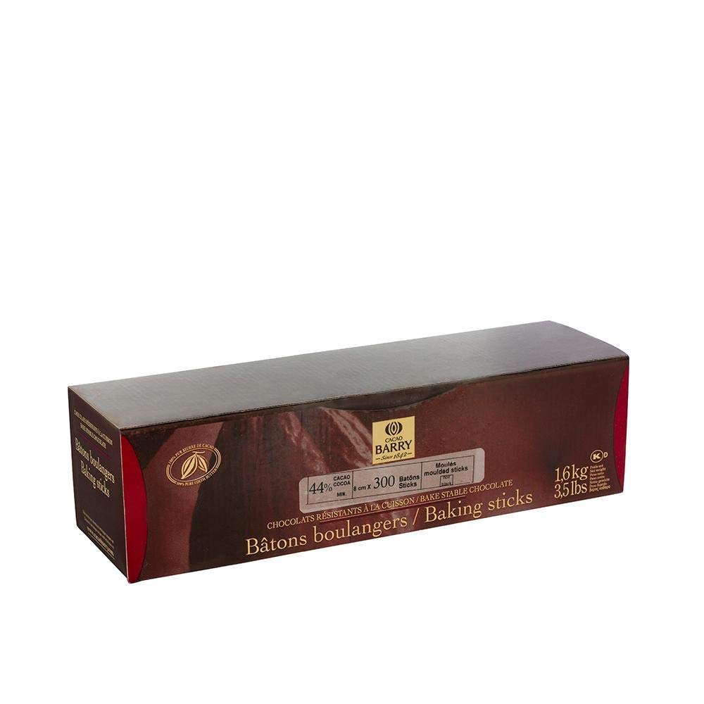 Cacao Barry Bittersweet Chocolate Baking Sticks - 44% Cacao - 300 X 8 Cm Sticks - 3.5 Lbs Total