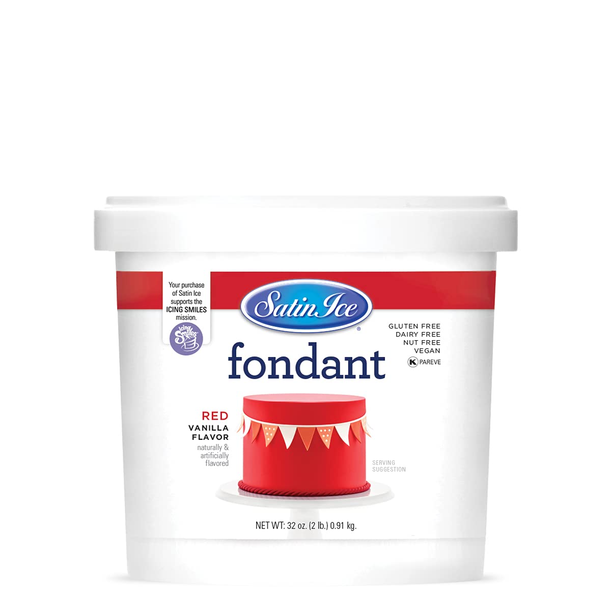 Satin Ice Red Fondant, Vanilla, 2 Pounds