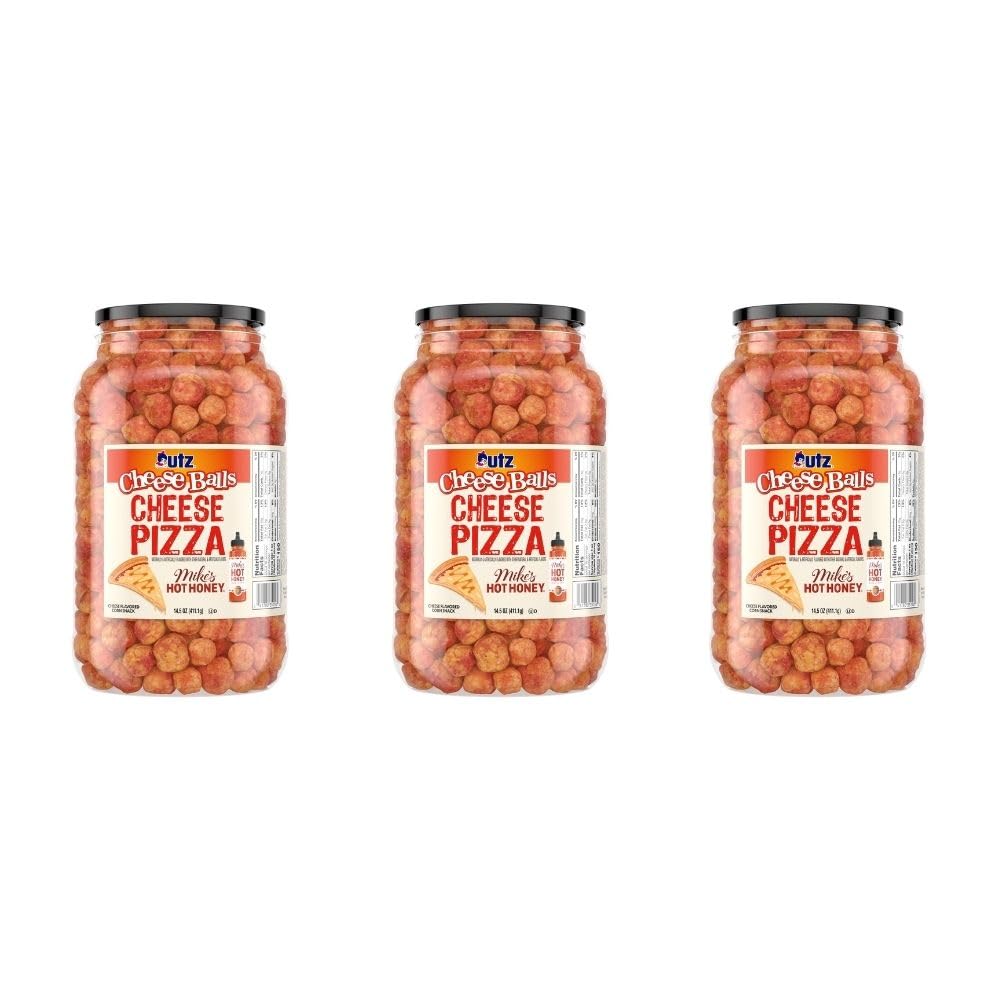 Utz Cheese Pizza Mikes Hot Honey Cheese Balls 14.5 oz Barrel, 3 pack
