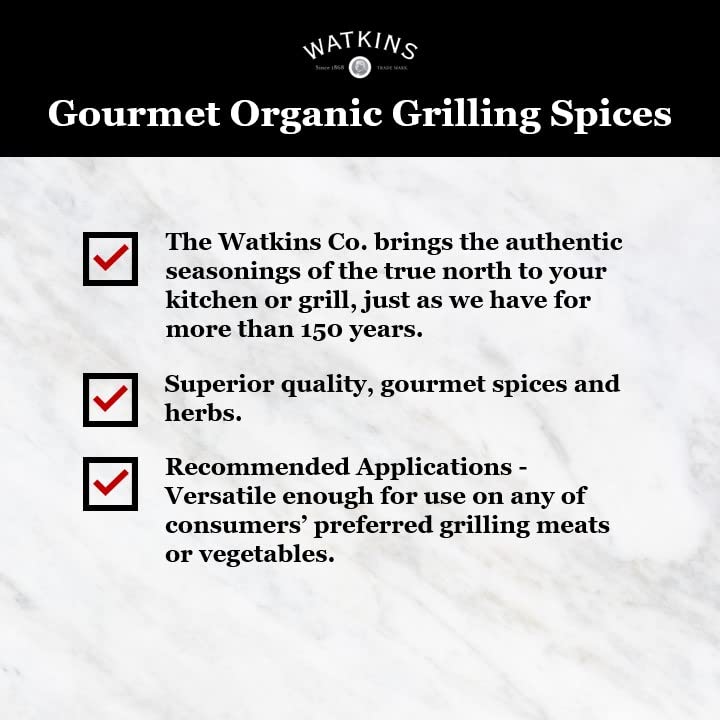 Watkins Organic Grilling Garlic & Herb Seasoning, Non-GMO, Kosher, 2.9 Oz, 1-Pack