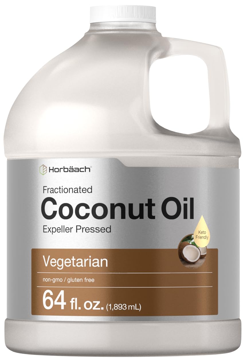 Horbäach Coconut Oil for Cooking, Fractionated & Unflavored, 64 Fl Oz, Vegetarian, Non-GMO, Gluten Free, Model CL14950