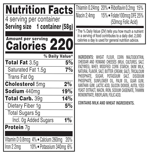 Mac A Roni Quick Cook Macaroni and Cheese Cups, Creamy White Cheddar, 2.04 Oz Cups, 4 Pack