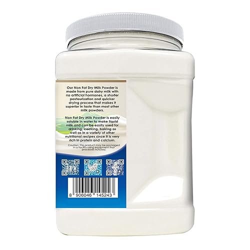 Non Fat Dry Milk Powder - 3 Pounds / 1.36 Kilo Jar (42+ Servings) - Proudly Made In America - Healthy Nourishing Essentials By G