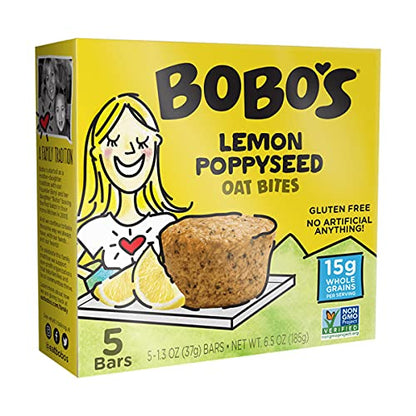 Bobos Oat Bites, Lemon Poppyseed, 1.3 Ounce (5 Count Box)