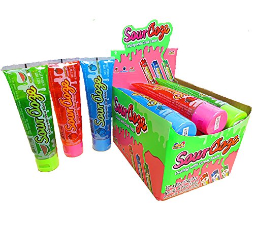 Ooze Tube Kidsmania Sour Ooze Tubes, Oozing Delicious Flavor, - 1 Watermelon, 1 Strawberry, 1 Blue Raspberry, 4Oz (3 Pack)