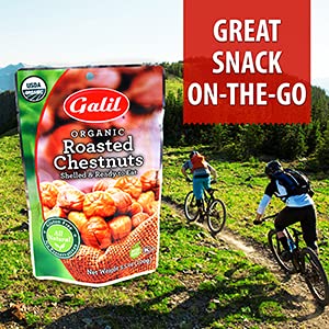 Galil Organic Roasted Chestnuts Pack of 12 Shelled & Ready to Eat - Gluten Free, Vegan, Organic, Non-GMO, Kosher Snacks - Great