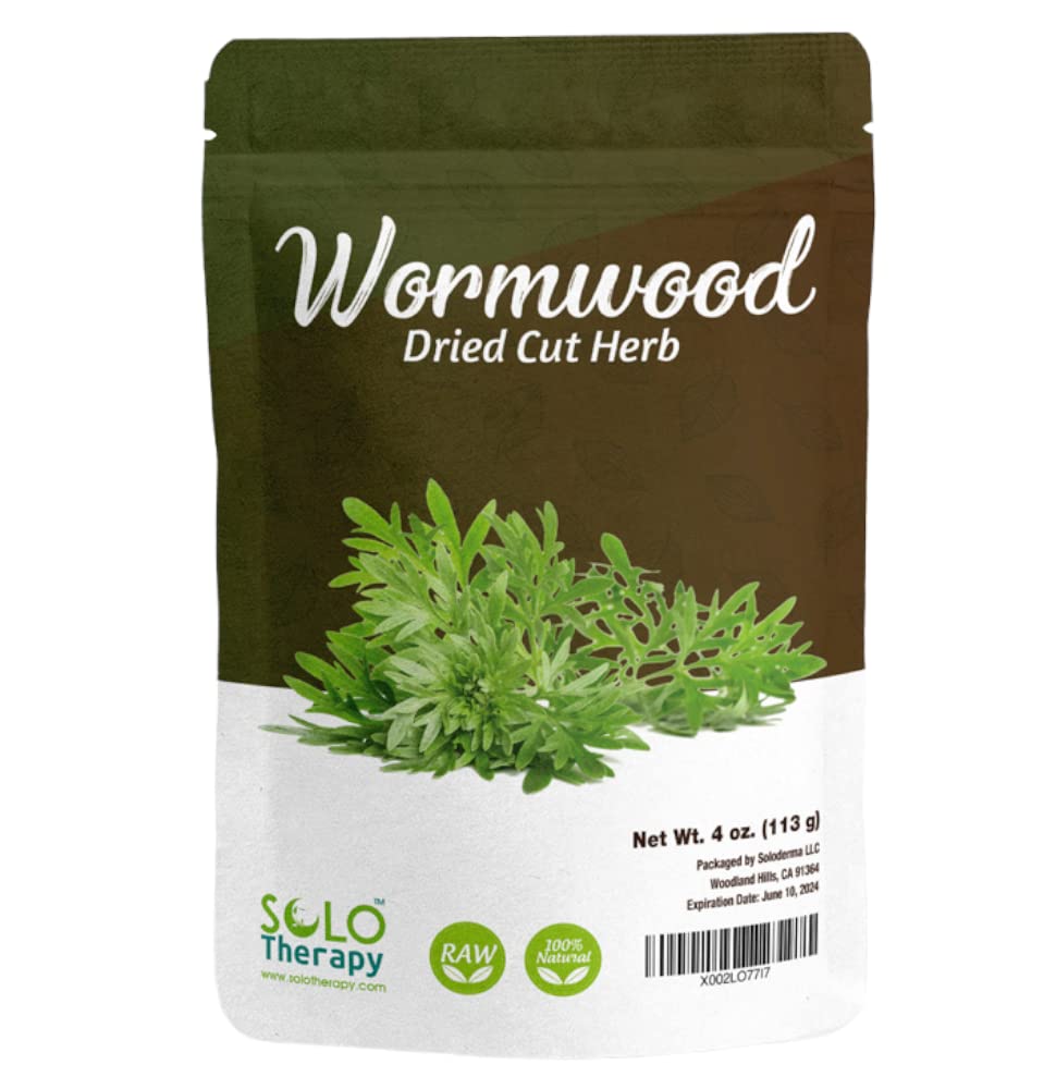 Solo Therapy Wormwood Dried Cut Herb, Herbal Tea, 4 oz, Resealable Bag, Product from Croatia