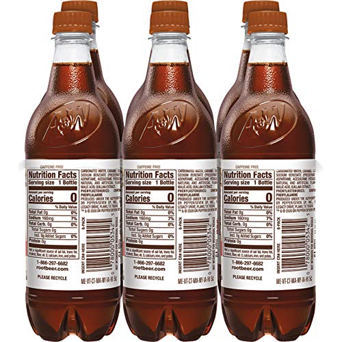 A&W Zero Sugar Root malt-inspired Soda  .5 L bottles  6 pack