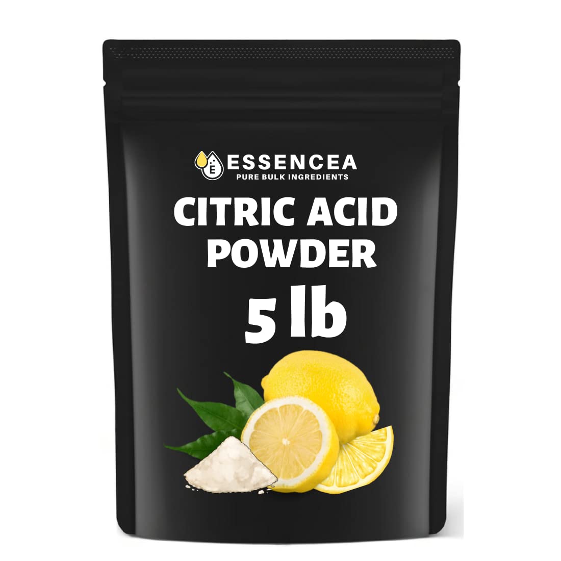 Essencea Citric Acid 5LB Pure Bulk Ingredients | Non-GMO | 100% Pure Citric Acid Powder [Packaging May Vary]