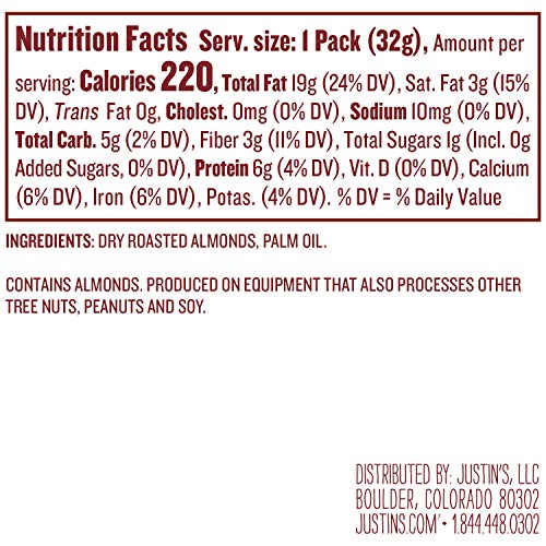 Justins Classic Almond Butter Squeeze Packs, Gluten-Free, 1.15 Ounce (Pack of 10)