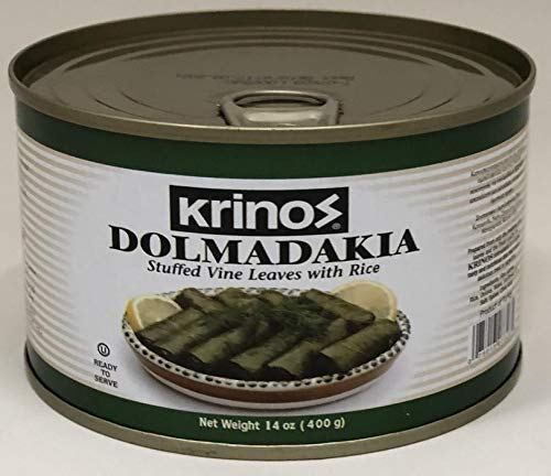 Krinos Dolmas Stuffed Grape Leaves with Rice, Mediterranean Herbs, 14oz - Vegan, Ready to Eat, Traditional Turkish Recipe