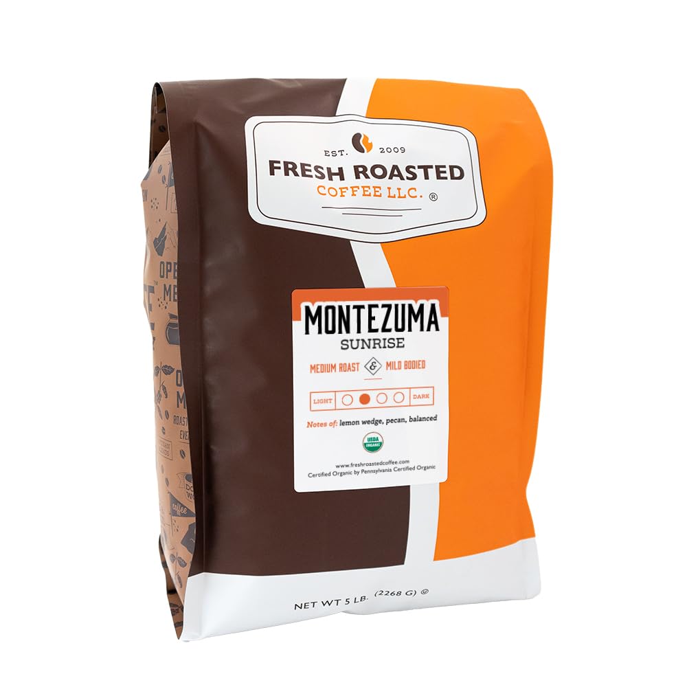 Fresh Roasted Coffee Organic Montezuma Sunrise Medium Roast 5 lb Ground Coffee