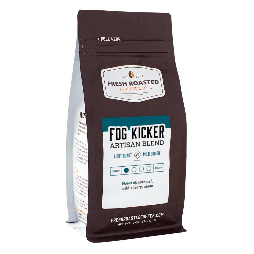 Fresh Roasted Coffee, Fog Kicker, 12 Oz, Light Roast, Kosher, Whole Bean