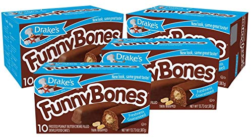Drake'S Funny Bones 40 Twin-Wrapped Peanut Creme-Filled Devils Food Cakes (Pack Of 4)