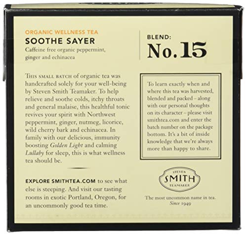 Steven Smith Teamaker Smith Teamaker Organic Soothe Sayer No. 15 (Caffeine-Free Organic Wellness Tea), 1.05 Oz, 15Count