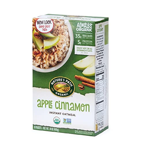 Natures Path Organic Apple Cinnamon Instant Oatmeal, 14 oz (Pack of 1), Non-GMO