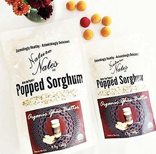 Nature Nates Popped Sorghum, Organic Ghee Butter - Organic, Keto & Gluten Free, Healthy Snacks, Better Than Popcorn, Made In Usa
