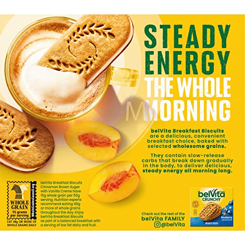 belVita Breakfast Bar Biscuit Sandwiches, Cinnamon Brown Sugar with Vanilla Creme, 30 Total Packs, 6 Boxes (2 Biscuits Per Pack)