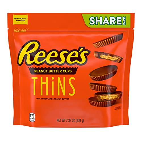 REESES THiNS Milk Chocolate Peanut Butter Cups, Candy Share Pack, 7.37 oz