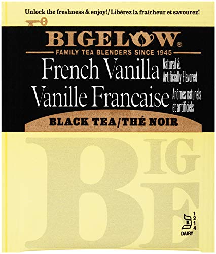 Bigelow Tea French Vanilla Black Tea - 28 Count (Pack of 6) - Antioxidant-Rich, Gluten-Free, Full-Caffeine, Foil-Wrapped Bags