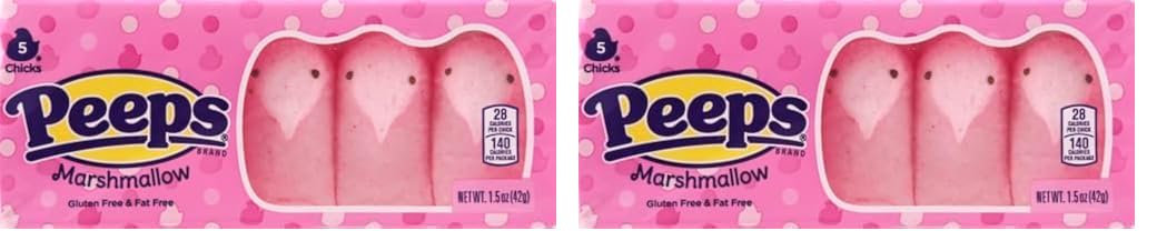 Just Born Peeps Chicks Candy, Pink, 1.5 Oz (Pack Of 2)
